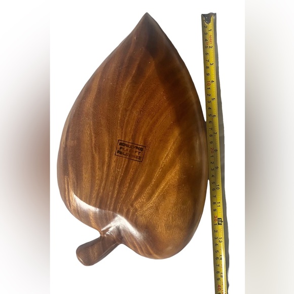 HUGE Philippines Monkey Pod Wood Leaf Shape Bowl, nuts, fruit, candy Vintage MCM - Picture 2 of 5
